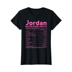 Jordan Name Nutrition Facts Personalized Women Girl Pink T-Shirt